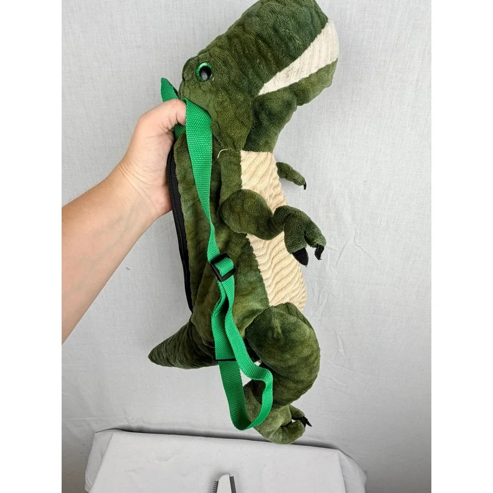 Green T-Rex Alligator Plush Backpack‎ Kids Stuffed Animal Toy Adjustable Straps
